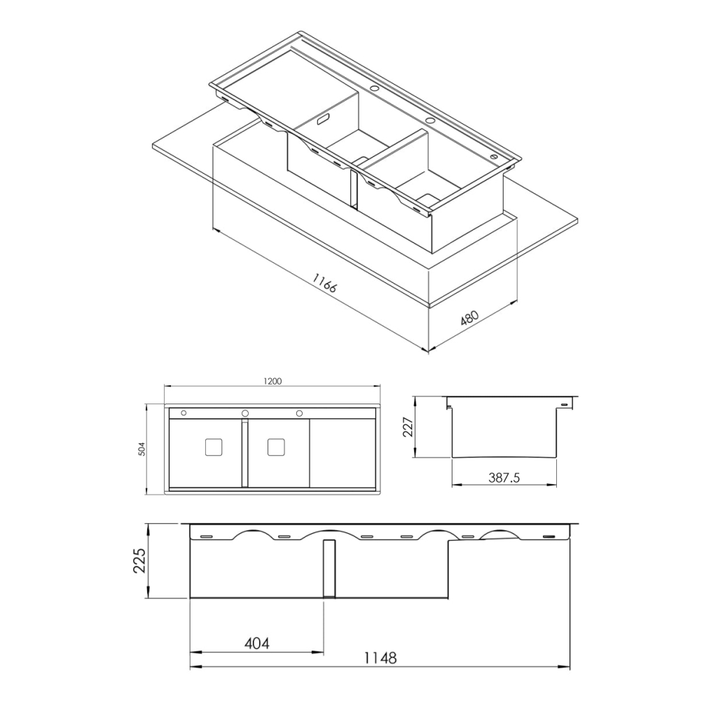 نقشه نثب کابینت کار برای سینک توکار CN306 کن