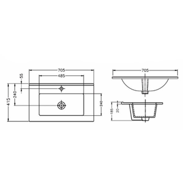 روشویی روکابینتی سینا مدل آنیتا 70